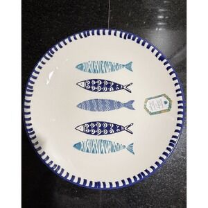 Set of 4 Papart 11" Dinner Plates, Fish Design, Hand Painted